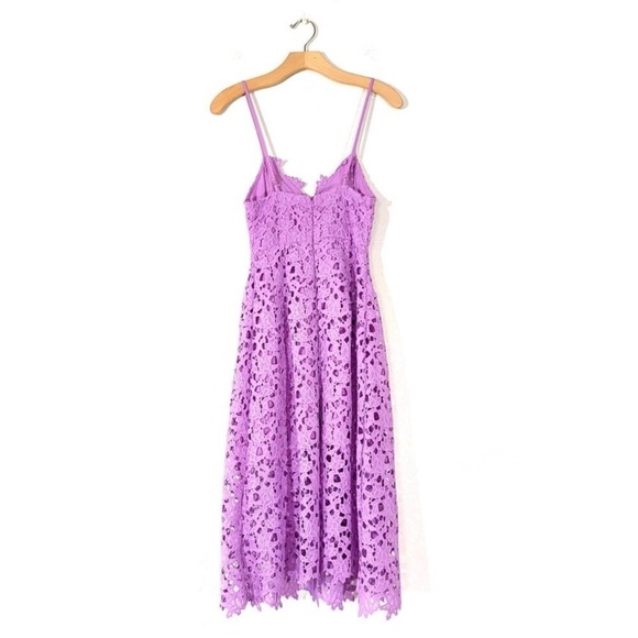 NEW ASTR Sheer Lace V Neck A Line Fit and Flare Midi Dress Orchid Purple XS - Picture 8 of 13